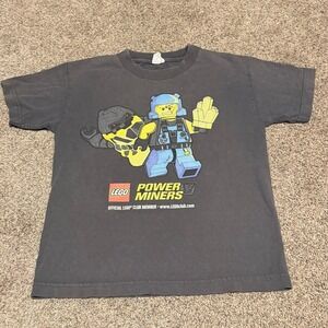 LEGO Power Miners Graphic T-Shirt Youth Small Gray Official LEGO Club Tee VTG